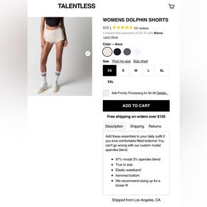 Talentless, Dolphin shorts, small